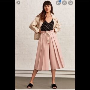 Urban Outfitters Safari Wide Leg Cropped Pink Pleated Pants